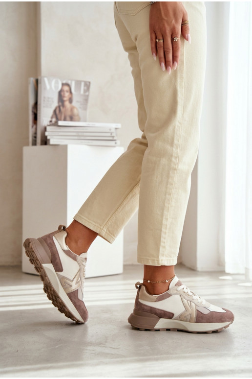 aus INildleder Sneakers Stilvollllschuhe Feminin Kobbo 66954 Beige