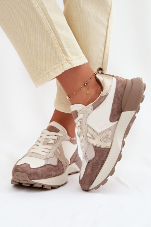 aus INildleder Sneakers Stilvollllschuhe Feminin Kobbo 66954 Beige