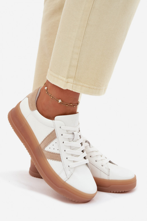 Sneakers Stilvollllschuhe FemininErmöglichtturalnej Skóry mit einer Plattform Vinceza 79597 Zueiße Farbe