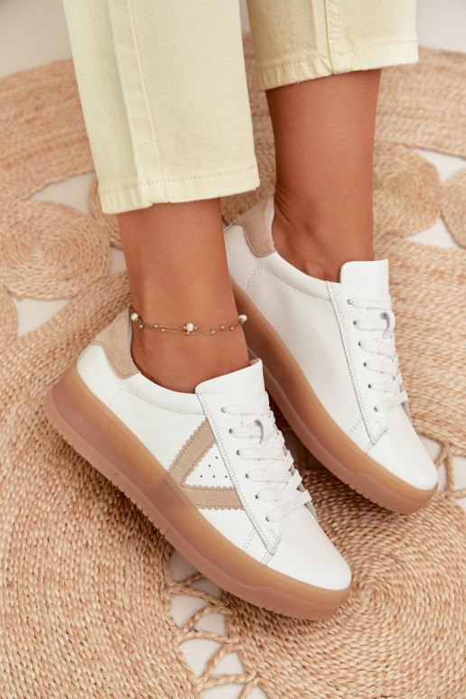 Sneakers Stilvollllschuhe FemininErmöglichtturalnej Skóry mit einer Plattform Vinceza 79597 Zueiße Farbe