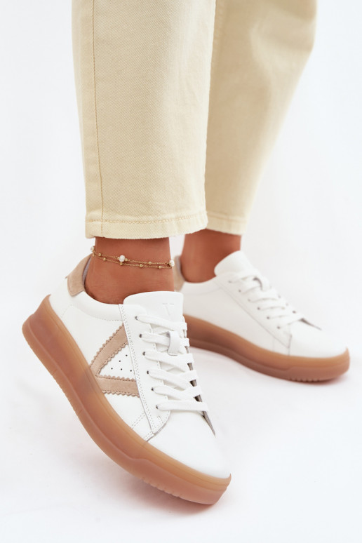 Sneakers Stilvollllschuhe FemininErmöglichtturalnej Skóry mit einer Plattform Vinceza 79597 Zueiße Farbe