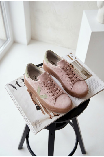 Damen-Sportschuhe aus echtem Wildleder mit Plateau Vinceza 79597 rosa