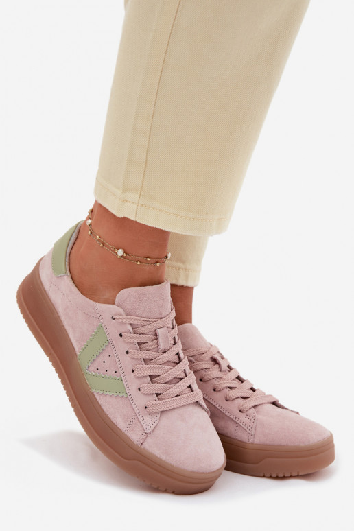 Damen-Sportschuhe aus echtem Wildleder mit Plateau Vinceza 79597 rosa