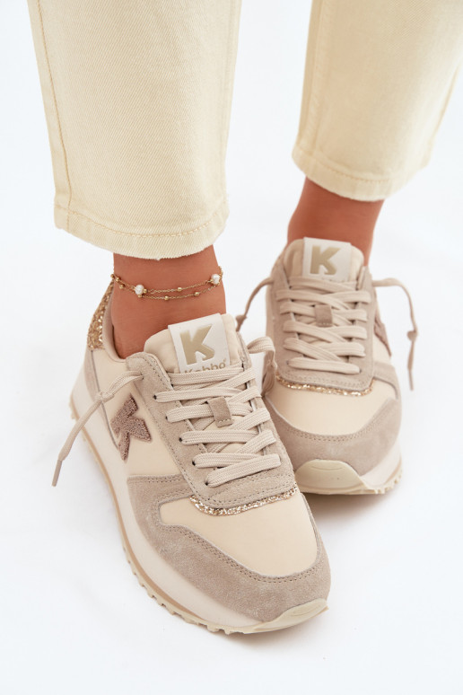 Haut aus INildleder Sneakers Stilvollllschuhe Feminin mit einer Plattform Kobbo 100103 Beige