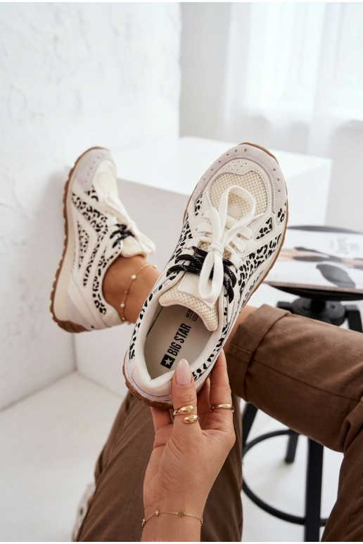 Haut aus INildleder Sneakers Stilvollllschuhe Feminin Big Star TT274548 Zueiße Farbe