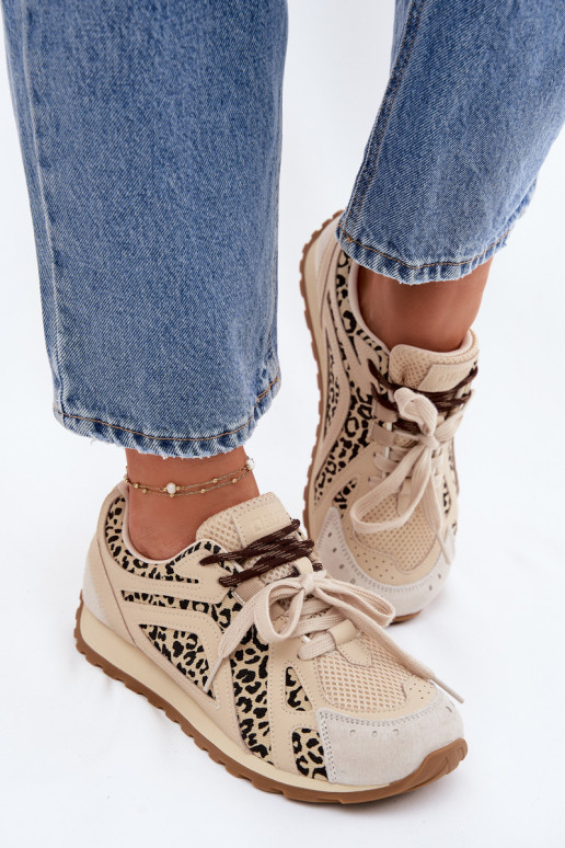 Haut aus INildleder Sneakers Stilvollllschuhe Feminin Big Star TT274549 Beige