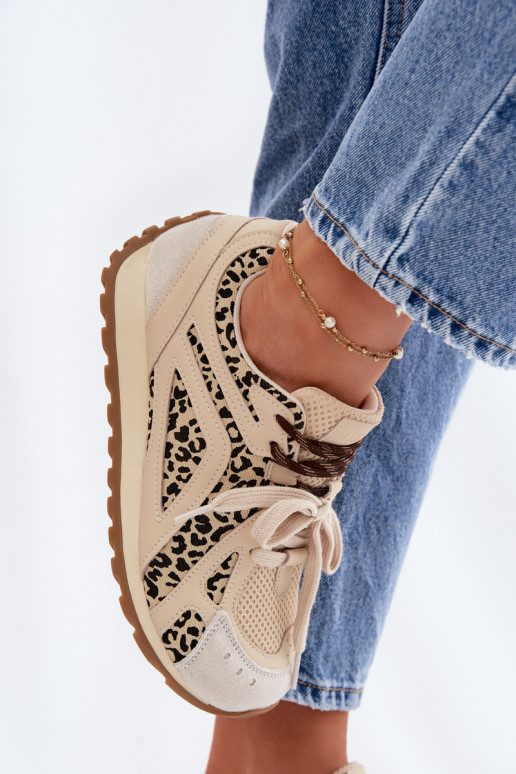 Haut aus INildleder Sneakers Stilvollllschuhe Feminin Big Star TT274549 Beige