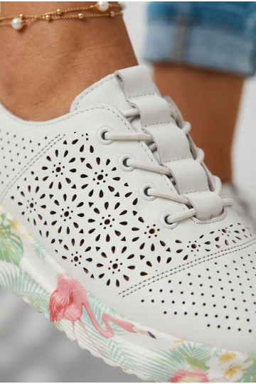 Damen Leder Schuhe mit Lochmuster Telina weiß 2