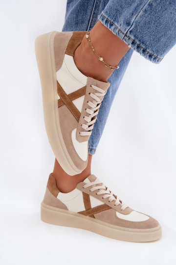 Haut aus INildleder Sneakers Stilvollllschuhe Feminin Zazoo N1108S5 Beige