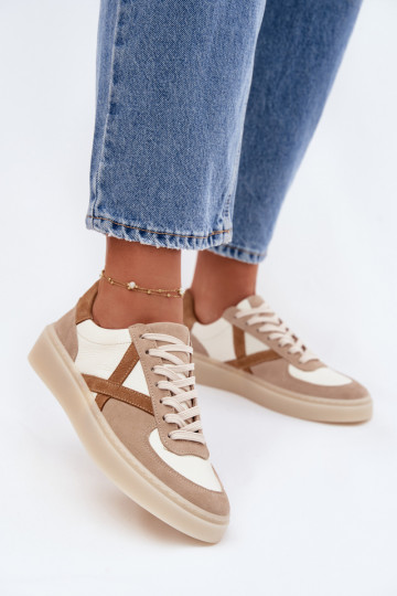 Haut aus INildleder Sneakers Stilvollllschuhe Feminin Zazoo N1108S5 Beige 2