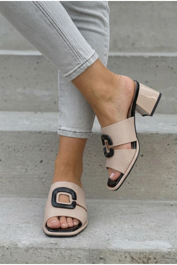 Damenhausschuhe Ausgeschnitten I mit Schnallen mit Absätzen Vinceza 62284 Beige 2