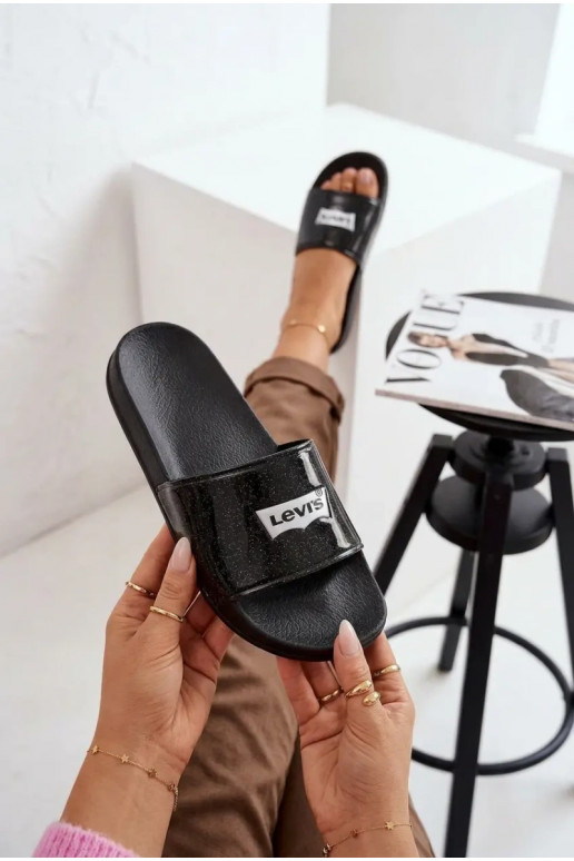 Hausschuhe Jugend LEVI'S VPOL0251S-2693 schZuarze Farbe mit Glanz