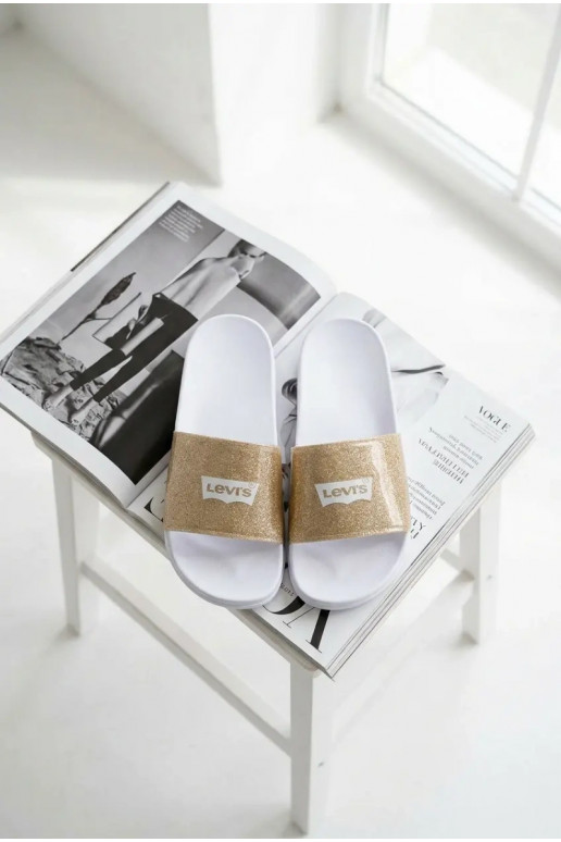 Hausschuhe Jugend LEVI'S VPOL0251S-3923 goldene Farbe mit Glanz