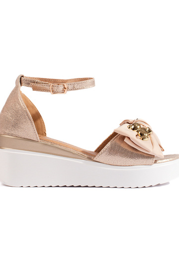 Goldfarbene Sandalen mit Schleife 2