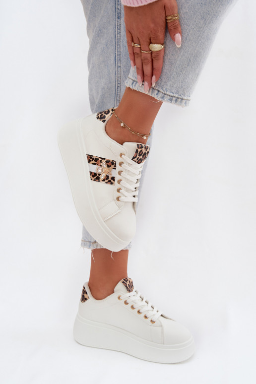 Sneakers Stilvollllschuhe Feminin mit einer PlattformPrzypinką Zueiße Farbe mit Leopardenfellmuster Palvessa