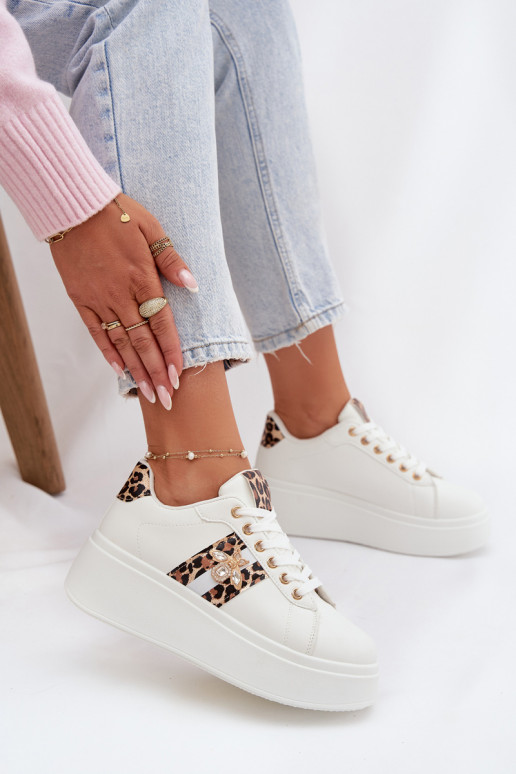 Sneakers Stilvollllschuhe Feminin mit einer PlattformPrzypinką Zueiße Farbe mit Leopardenfellmuster Palvessa