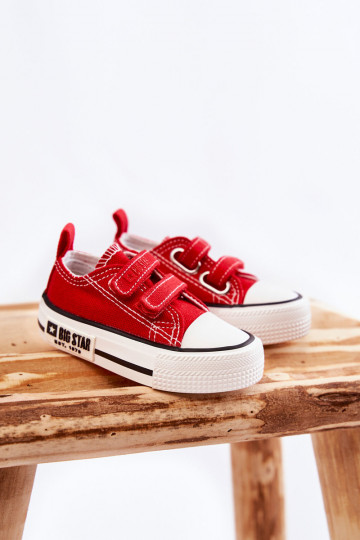 Kindisch  lässige Schuhe mit Klebeverschlüssen BIG STAR KK374082 rote Farbe