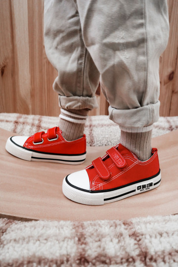 Kindisch  lässige Schuhe mit Klebeverschlüssen BIG STAR KK374082 rote Farbe 2