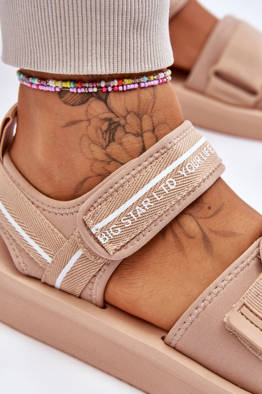 Damensandalen mit Klebeverschlüssen Big Star LL274787 Beige