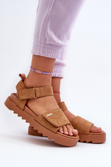 Damen Wildleder Sandalen mit Plateau Big Star NN274705 braune Farbe 2