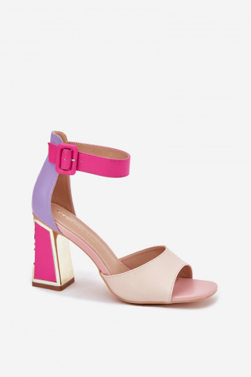 Elegante Damen High Heels Sandalen sand-rosa Farbe Rosazara 2