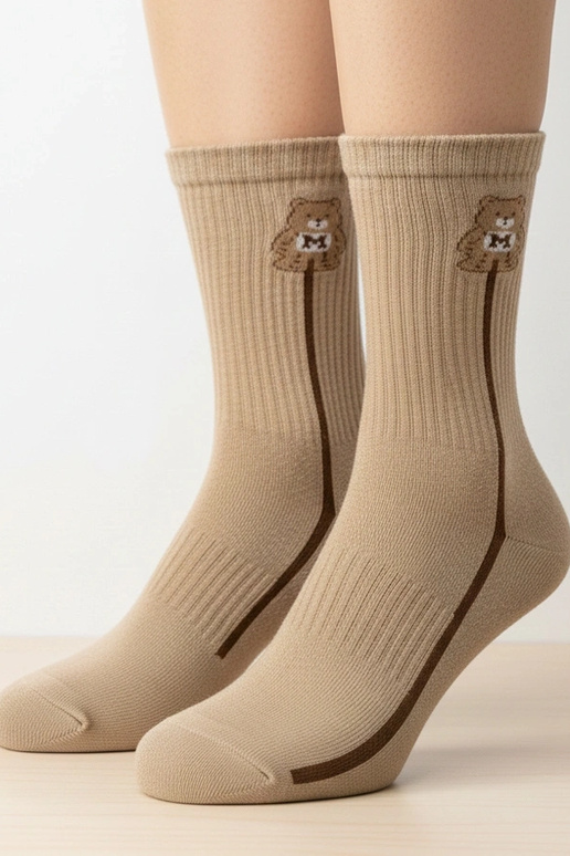 Beige warme Socken mit Bären Sella