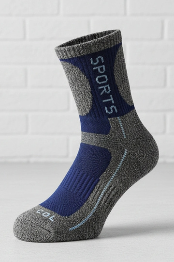 Graue warme Socken mit dunkelblauem Akzent Siera