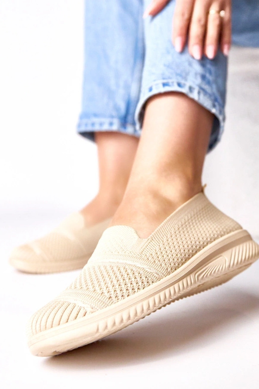 Sandfarbene Slip-On Stoff-Sneaker Noémie