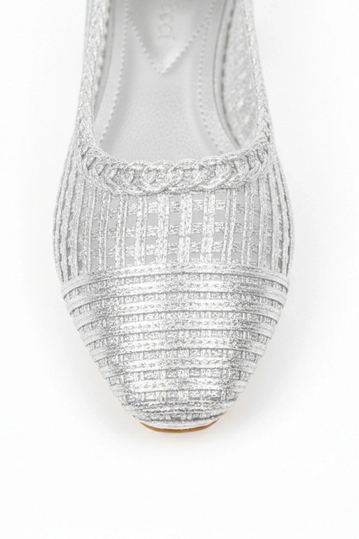 Silberne Ballerinas mit niedrigem...