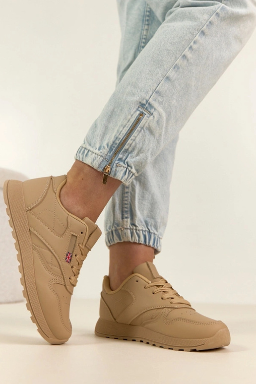 Sandfarbene Alltagssneaker mit...