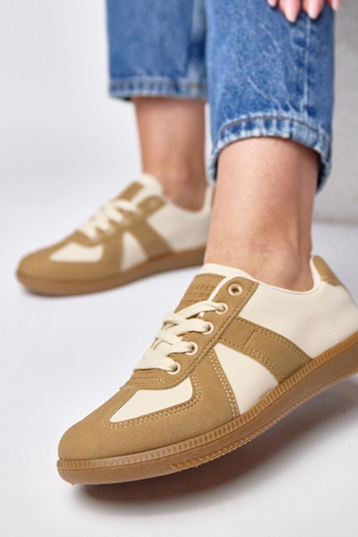 Rud-beige Sport-Sneaker auf Plattform...