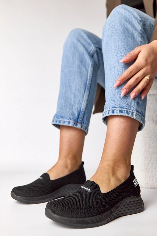 Schwarze textile Slip-On Sneakers Zoe