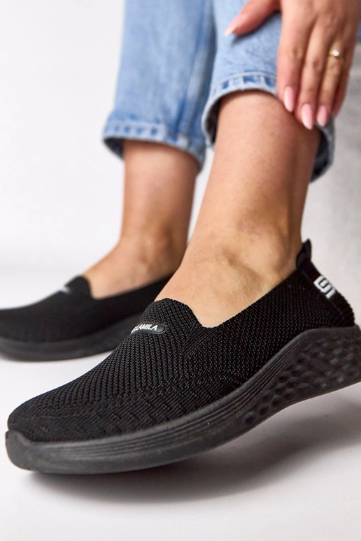 Schwarze textile Slip-On Sneakers Zoe