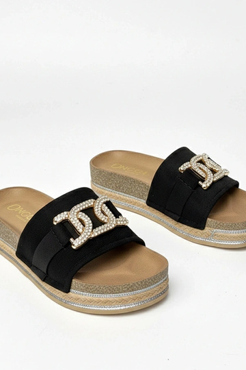 Schwarze Plattformslipper mit glitzernden Verzierungen Faustine