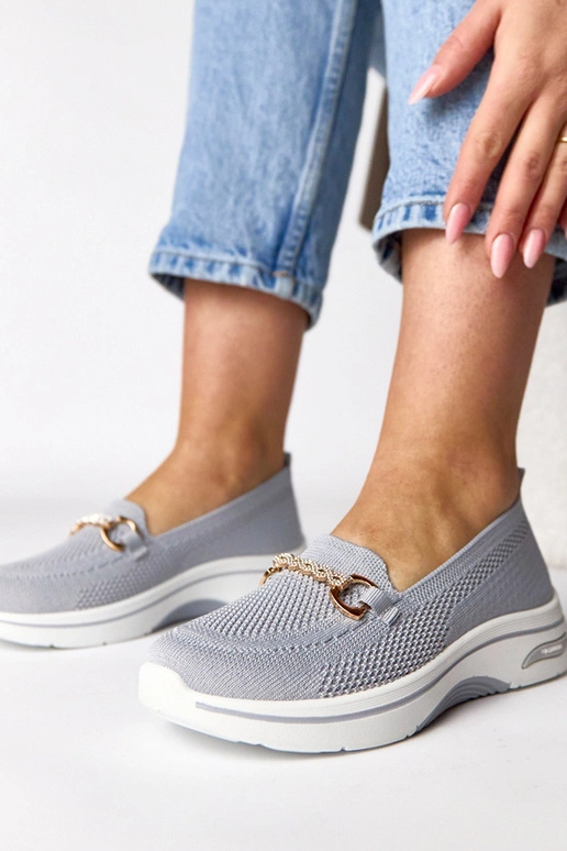 Graue textile Slip-On Sneakers mit...