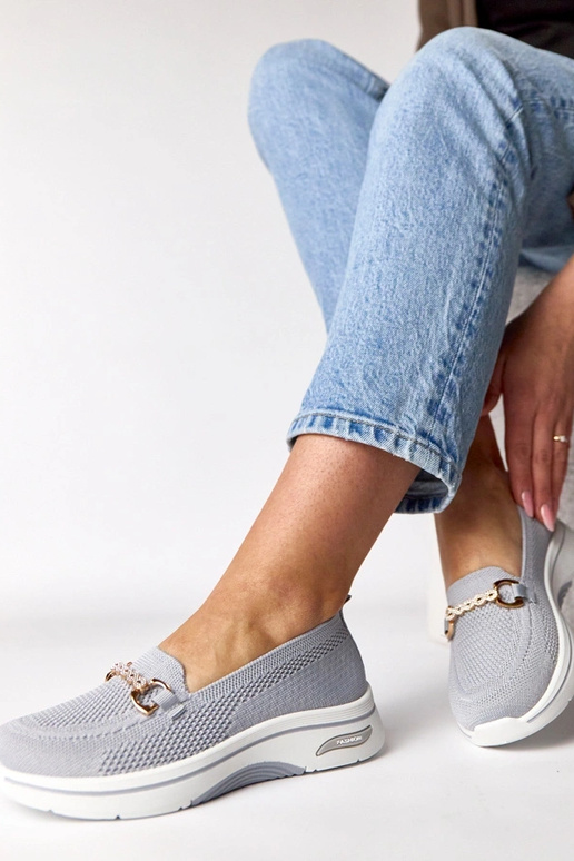 Graue textile Slip-On Sneakers mit...