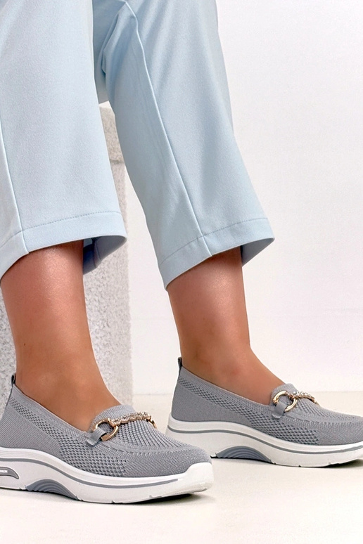 Graue textile Slip-On Sneakers mit...