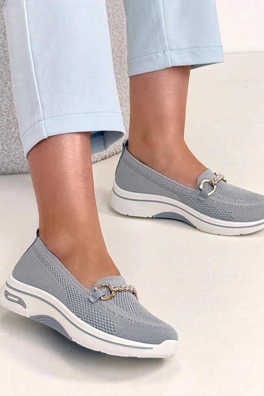 Graue textile Slip-On Sneakers mit...