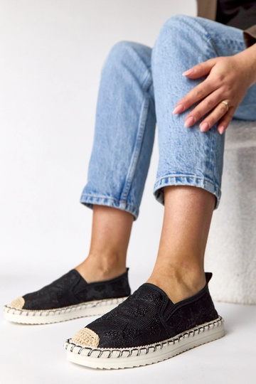 Schwarze Espadrilles mit...