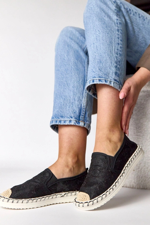 Schwarze Espadrilles mit Glitzer Lucie