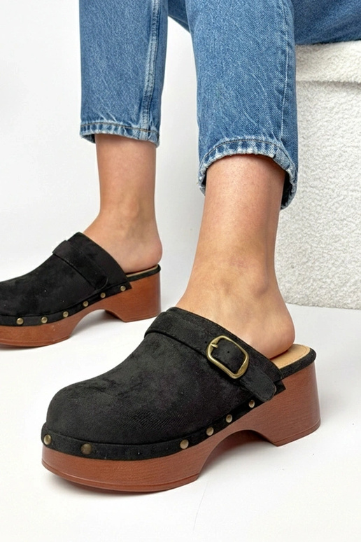 Schwarze Clogs aus Kunstleder Floriane