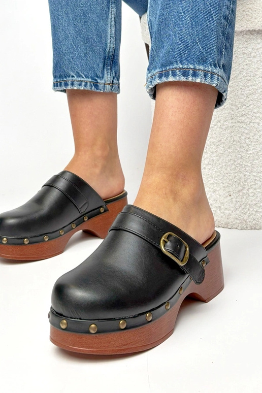 Schwarze hohe Clogs Floriane