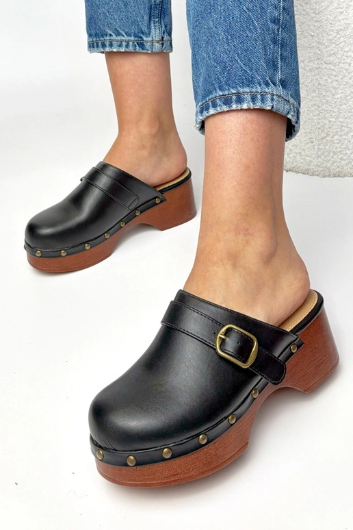 Schwarze hohe Clogs Floriane