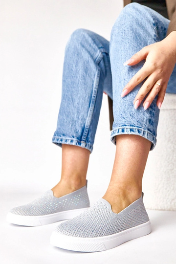 Graue textile Slip-On Sneakers mit Zirkonia Gabrielle