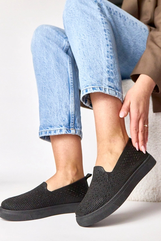 Schwarze textile Slip-On Sneakers mit...