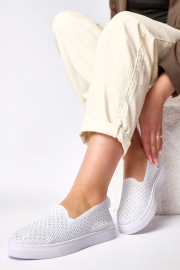 Weiße textile Slip-On... 2