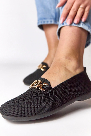 Schwarze textile Mokassins...