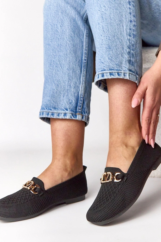 Schwarze textile Mokassins mit...