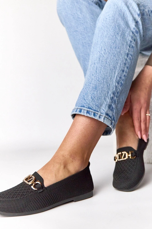 Schwarze textile Mokassins mit...