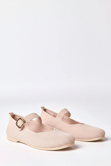 Rosafarbene textile Ballerinasandalen mit Riemchen Donatella